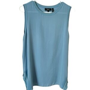 Theory Combo Sleeveless Top Womens‎ L Sky Blue Georgette Silk Side Slits Flowy
